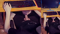 sucking cock under table while gaming